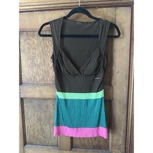 Vtg Y2K Miss Sixty Color Block Tank Top No Tag Fits 32" Chest Small